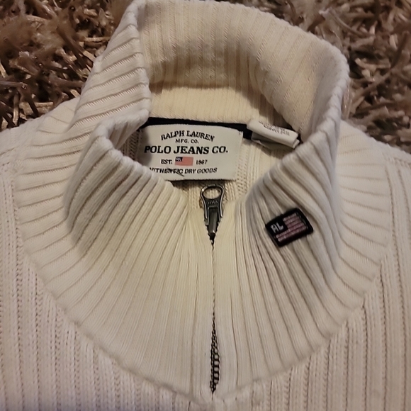 Vintage Ralph Lauren Polo Jeans Co Mens Zippered Ribbed Sweater MEDIUM - Picture 5 of 6